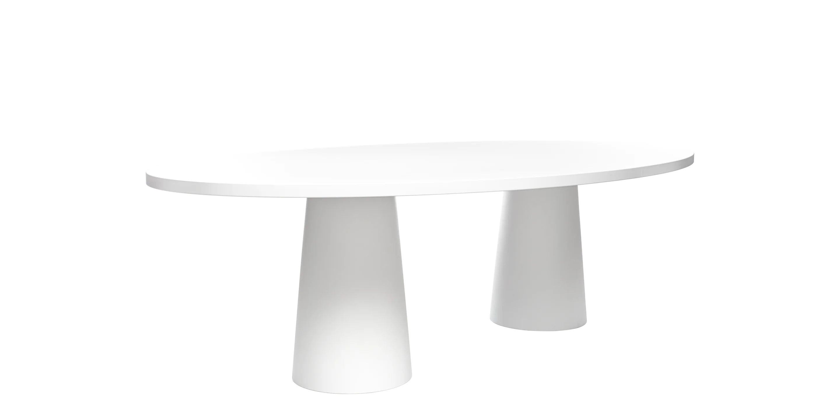 Container Table Oval 260 top white with white double foot